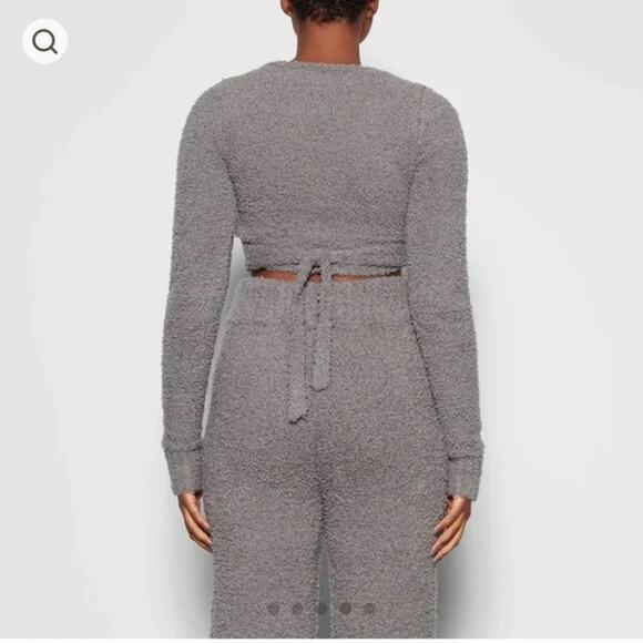 SKIMS Cozy Knit Wrap Top Smoke Grey Fuzzy Comfy Loungewear Women's size (2x/3x) - Picture 5 of 8